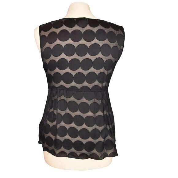 J.Crew Silk Dot Sheer Blouse Size 4 Multi Media Ruffled Front Sleeveless - Picture 3 of 7